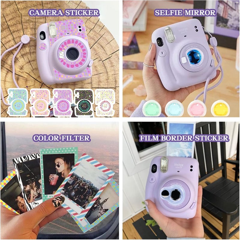 wogozan Mini 11 Accessories for Fujifilm Instax Mini 11 Instant Camera Include Case, Color Filters, Photo Album, 2x3 Frames, Selfie Lens and Stickers (Dream Cloud) (No Camera) - Image 5